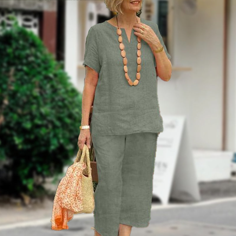✨Sommer-Set aus Kurzarmhemd und Hose mit elastischem Bund