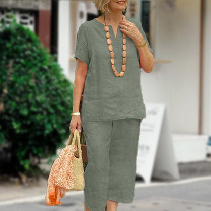 ✨Sommer-Set aus Kurzarmhemd und Hose mit elastischem Bund