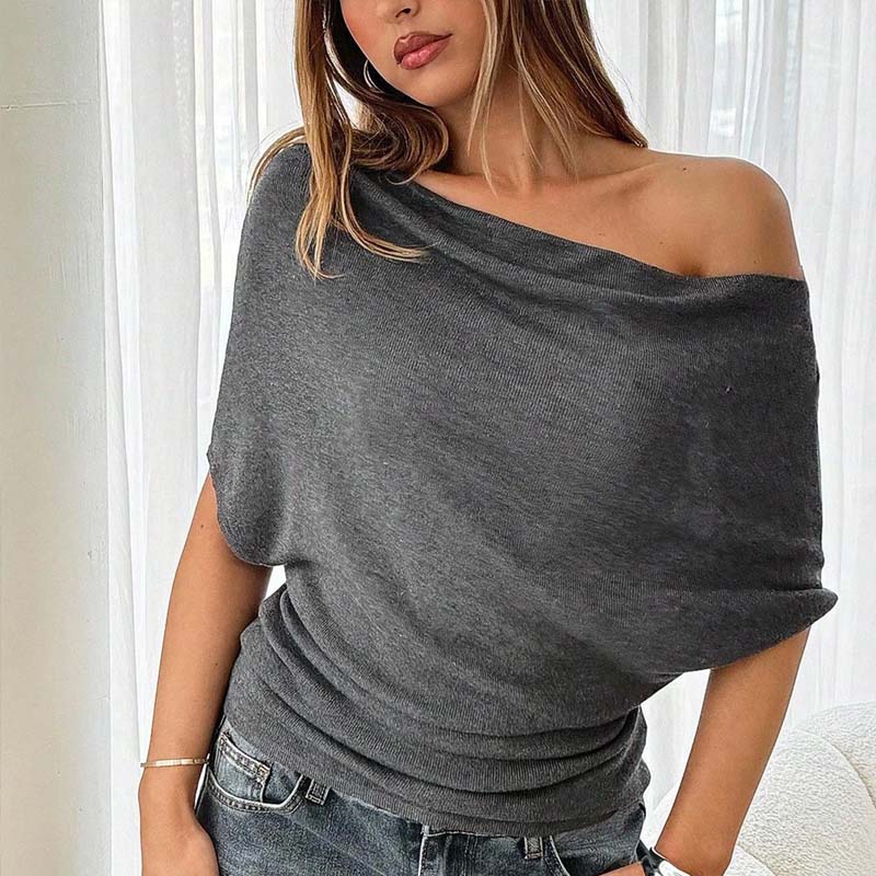 🔥 Heißer Sale: 50 % Rabatt!! 🔥 Asymmetrisches Off-Shoulder-Oberteil mit Fledermausärmeln für Damen