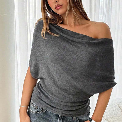 🔥 Heißer Sale: 50 % Rabatt!! 🔥 Asymmetrisches Off-Shoulder-Oberteil mit Fledermausärmeln für Damen